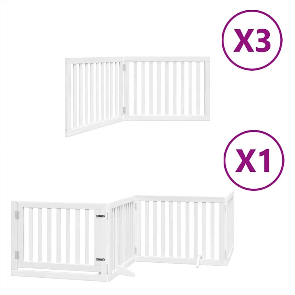Puerta plegable para perros de 15 piezas con puerta de madera de álamo, rejilla para perros con puerta con cerradura, puerta para perros sin taladrar, para seguridad de mascotas