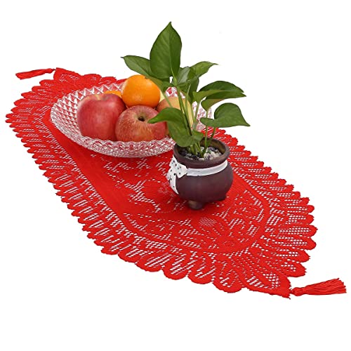 KYEYGWO Hollow Lace Table Runners Elegant Mesh Tablecloth Vintage Macrame Table Cover with Tassels for Rustic Boho Wedding Reception Decoration Bridal Showers - Image 2