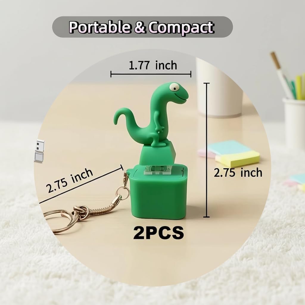 2Pcs Lizard Button Keyboard Fidget Keychain,Portable Fidget Clicker,Specially Designed Those Facing High Work and Study Stress ,Rechargeable Animal Design (with Sound Effects & Colorful Lights)
