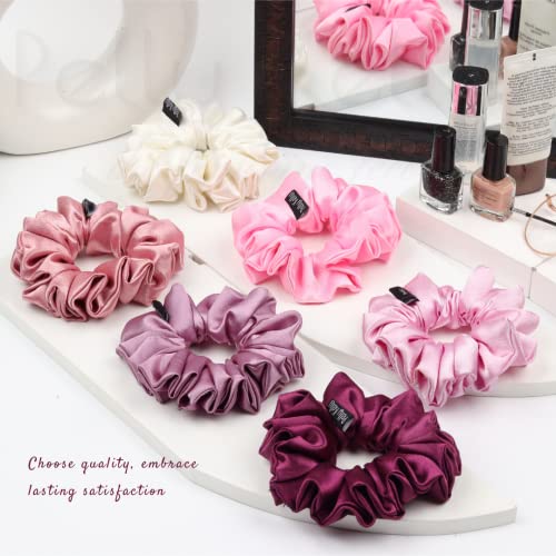 Image of Premium Satin Scrunchies for Women | Hair Bands, Ponytail Holders & Rubber Bands | Oversize, Fluffy, No-Damage Hair Ties | Girls Hair Accessories | Extra Large Size | Pack of 6