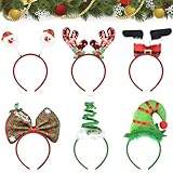 LANSKYLAN 6 cerchietti natalizi per capelli con renna di Natale, per bambini, per feste di Natale, per feste di Natale, per cosplay