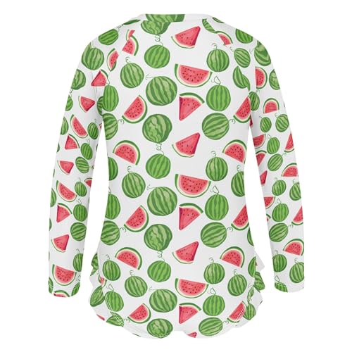 Watermelon Fruit Girls Long Sleeve Rashguard Swimsuit UV Protection One-Piece Swimwear Bathing Suit B04048173