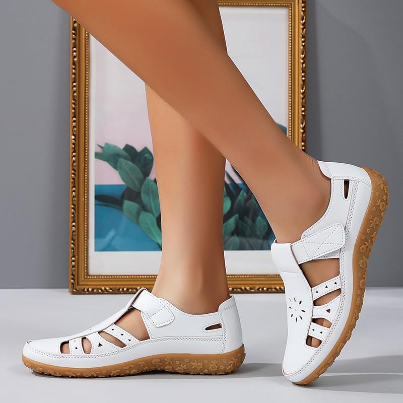 Orthopedic Sandals for Women, Womens Sandals Comfortable Closed Toe Casual Hollow Out Shoes Orthotic Wedge Sandals - Image 4