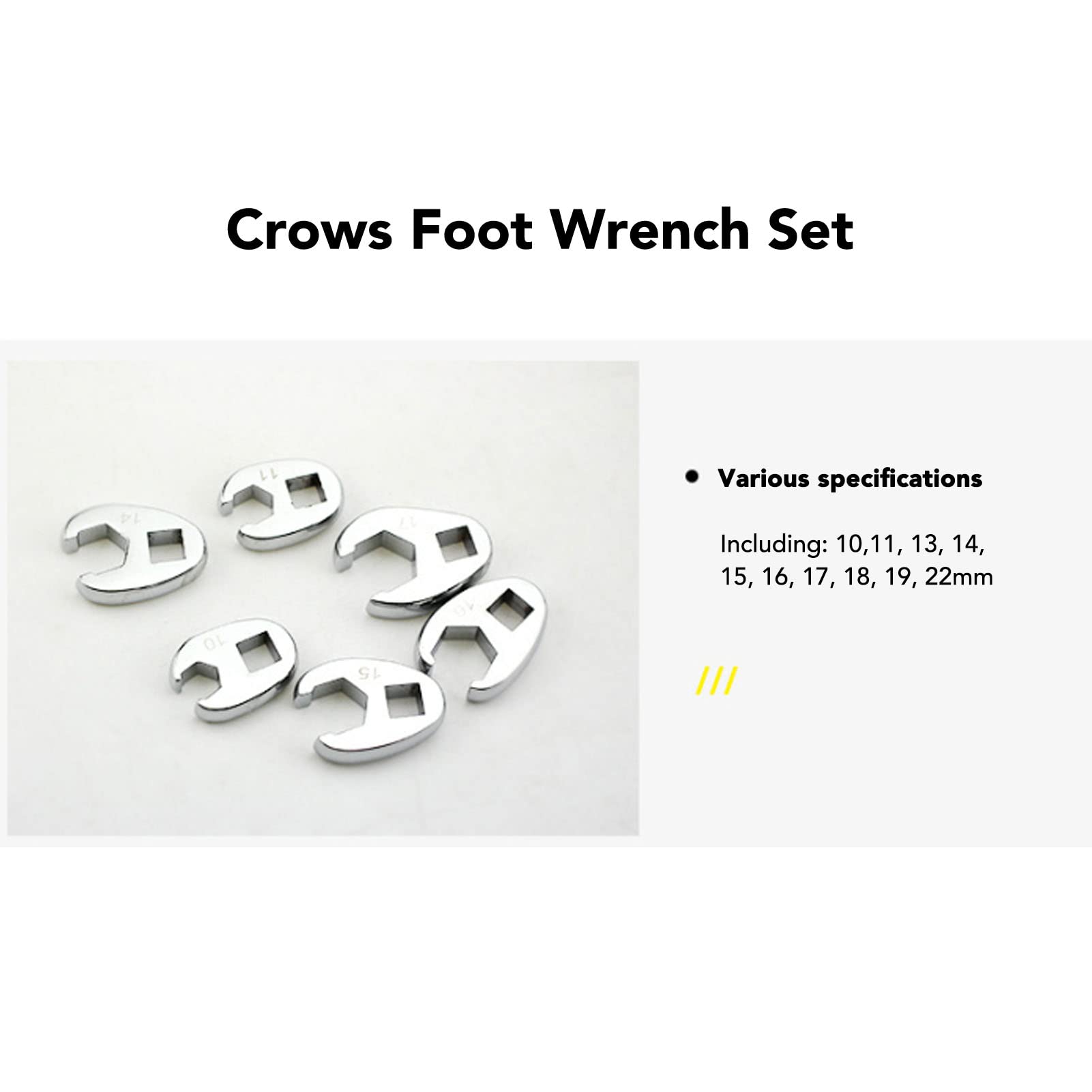 Zestaw Kluczy Crows Foot, 10-częściowy 10-22mm 3/8 Zestaw Kluczy Crowfoot Drive, Metryczny Klucz Crowfoot z szyną do Przechowywania, do ​​napraw Samochodów