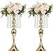 Produktbild LANLONG Kerzenhalter aus Acryl mit Kunstkristallen in Gold/Silber, Blumenvase, 2 Stück Hochzeit Herzstück Lead Road Kerzenhalter für Hochzeit Event Dekoration (Gold, 54cm)