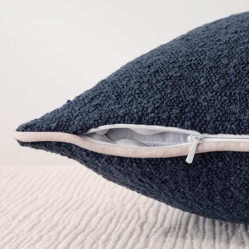 Image of Amazon Basics Boucle Throw Pillow Covers for Couch, Living Room, Home Decor with Hidden Zipper, Blue, 18x18in, Pack of 2