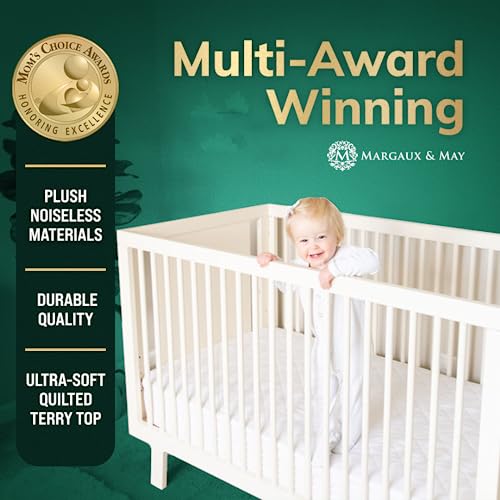 Margaux & May Waterproof Crib Mattress Protector Pad, Fitted Ultra Soft Noiseless Breathable Bamboo Crib Protector, Mattress Protector For Baby Crib, Crib Mattress Pad For Toddler (2 Pack) #TOP1
