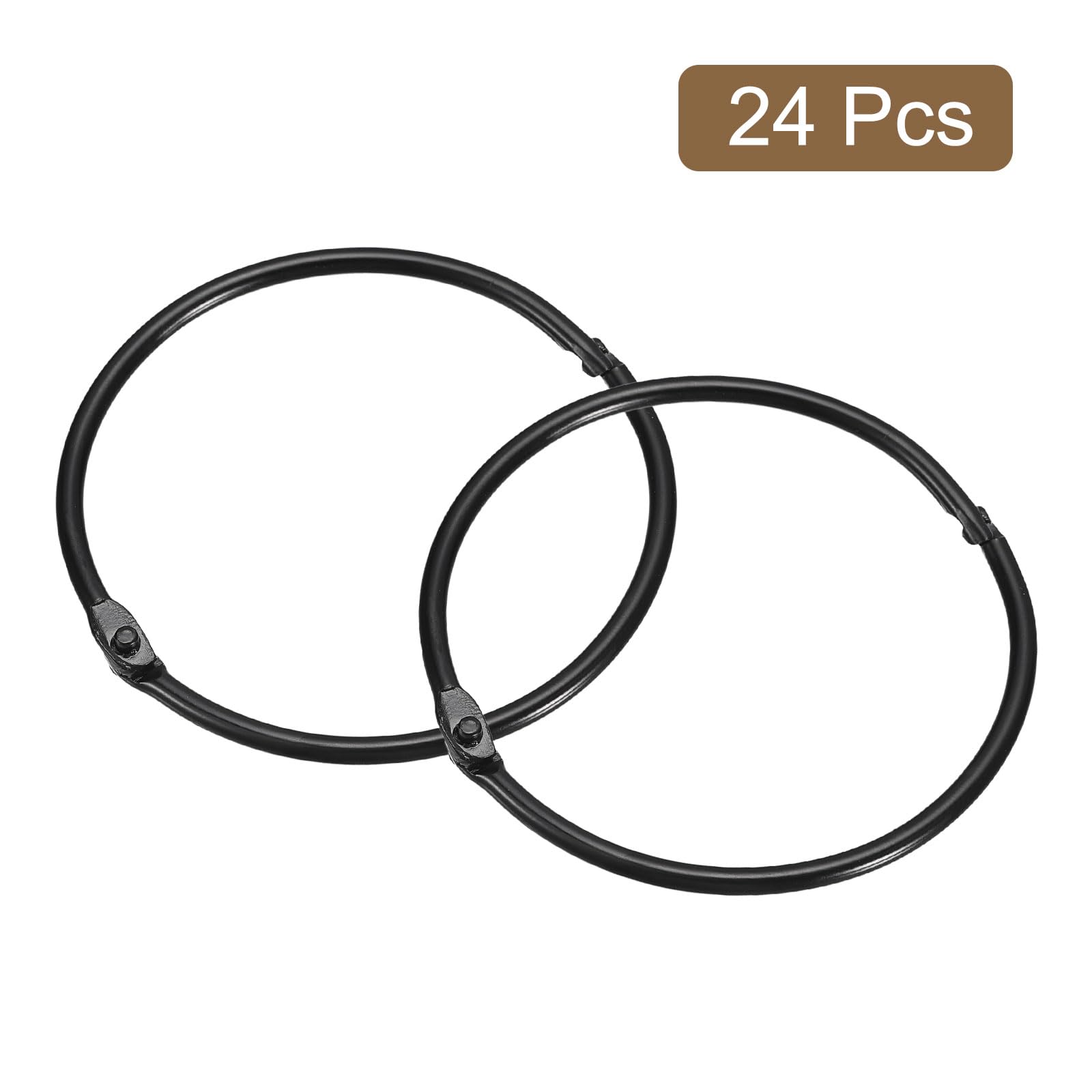 uxcell 24 anillos de cortina de ducha de 3 pulgadas, ganchos redondos de metal inoxidable con diseño de junta a presión para barra de ducha de baño, color negro