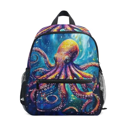 Mnsruu Octo Octopu Kleinkind-Rucksack, Kinderrucksack, Kindergarten, Vorschulrucksack, Schultasche, Mini-Kindergarten, Reisen, Büchertasche für Mädchen und Jungen, Blau