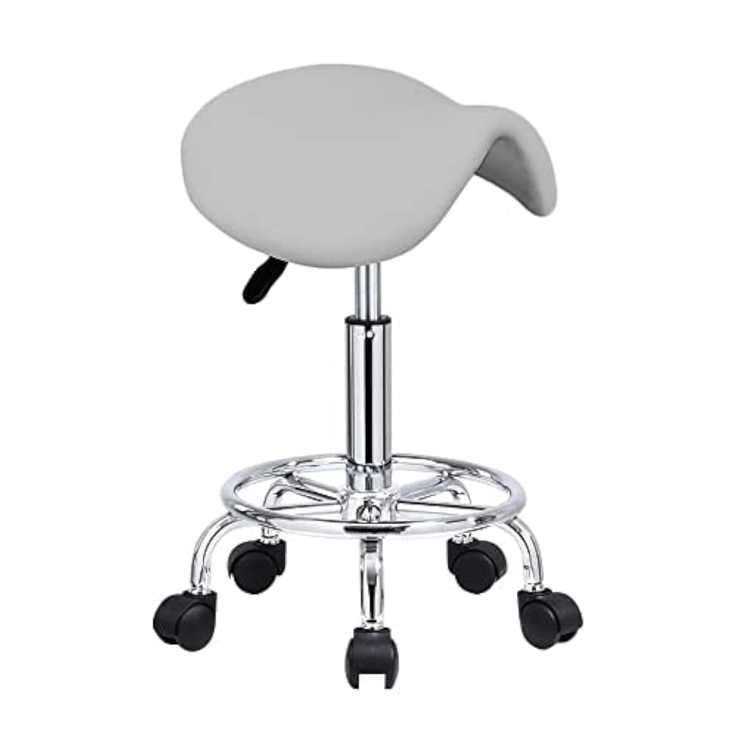 Saddle Stool Rolling Chair for Lab Clinic Dentist Medical Massage Salon Facial Spa Tattoo Kitchen Drafting, Adjustable Hydraulic Stool with Wheels(Grey)