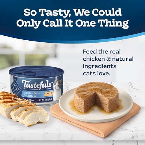 Image of Blue Buffalo Tastefuls Wet Food for Kittens, Made with Natural Ingredients, Chicken Pate Entree, 3oz Cans, 4Pack Trial Size