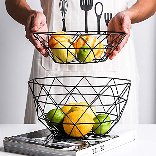 Teetookea Metal Wire Fruit Basket, Creative Mesh Fruit Bowl, Round Metal Storage Holder, Modern Style Container For Kitchen Counter, Table Centerpiece Decorative, Countertop, Home Decor (Large) #TOP5