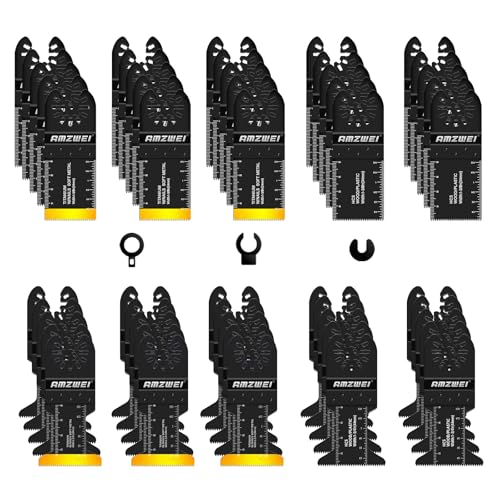 50PCS Titanium Multi Tool Blades Universal Oscillating Multitool Blades for Wood Plastics Metal Cutting Quick Release Oscillating Tool Accessories Compatible with Dewalt Milwaukee Ryobi Rockwell