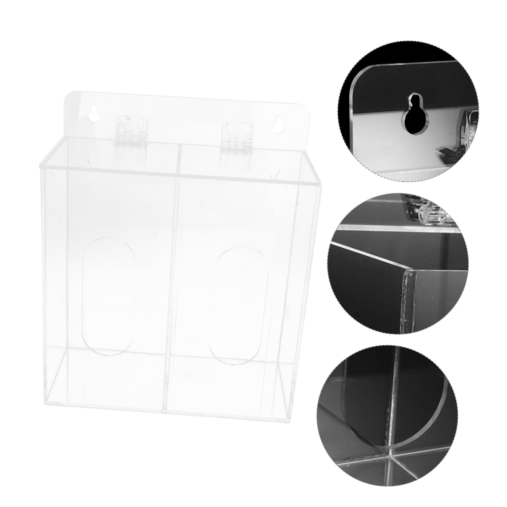 VALICLUD Distributeur Mural en Acrylique pour Moufles et Masques avec Deux Compartiments, Design Gain de Place, pour Laboratoires et Environnements Professionnels