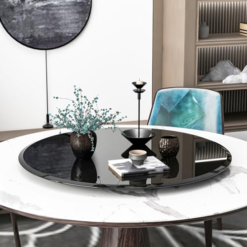 Image of Tempered Glass Round Table Top 35.83 Inch Diameter, 1 /2 inch Thick, Heavy-Duty Safety Glass Circle for Dining Table, Desk, Patio Base Replacement-Black
