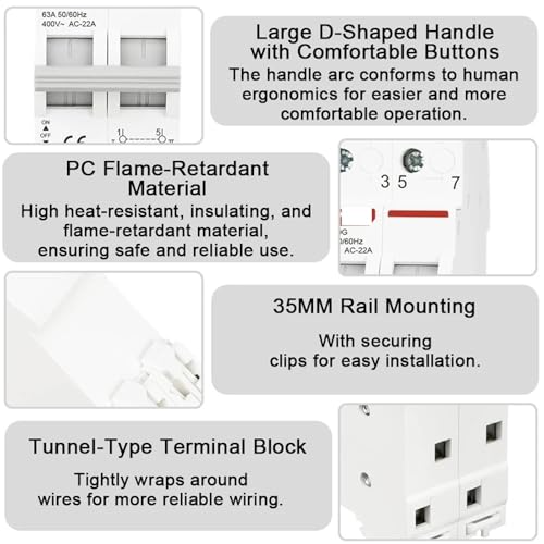 Inverseur de source MTS 4P 125A avec coupure pleinement apparente sur rail DIN - 3