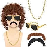 Hippie Perücke Herren, Afro Perücke, Disco Kostüm Herren mit, Perücke...