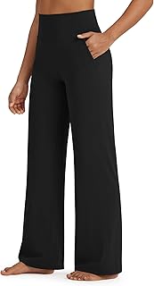 G4Free BareFeel Yoga Pants Women Wide Leg Pants with Pockets High Waisted Dress Pants Comfy Sweatpants 29"/31"/33"