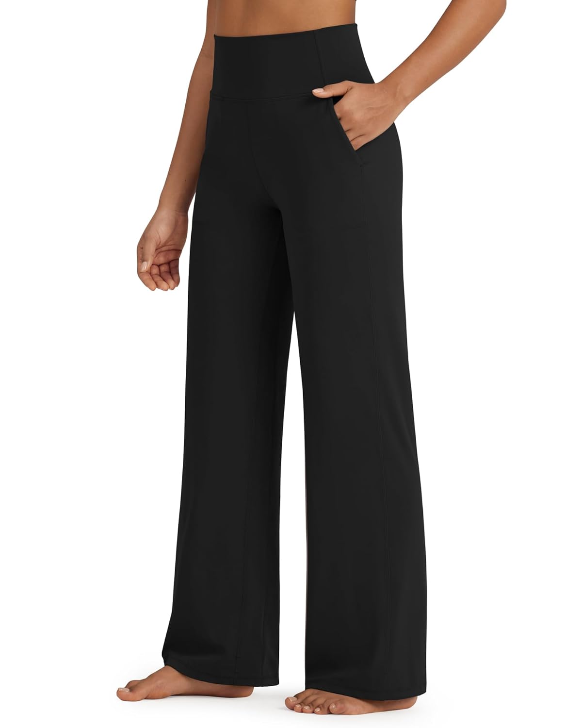 G4Free BareFeel High Stretch Yoga Pants Women Soft High Waisted Casual Wide Leg Pants with Pockets