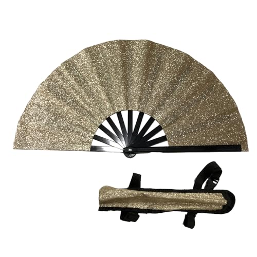 LfrXtra Elegante ventilador plegable para fiestas y viajes, incluye bolsa de transporte y correa