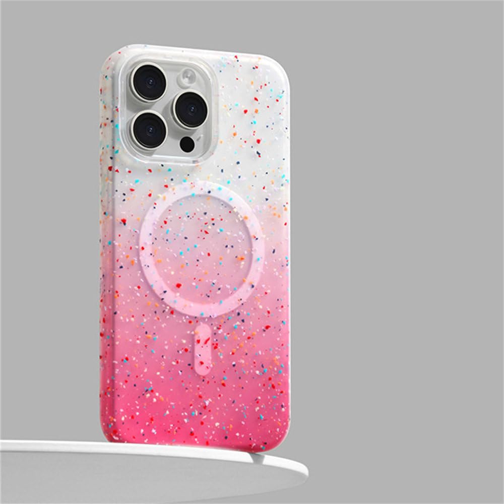 Custodia magnetica di lusso con motivo ad acquerello e stelle per iPhone 14/15 Pro Max, originale, in silicone liquido colorato, rosa, per iPhone 14 Pro