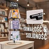 Stojak na kartki z życzeniami, obrotowy, do naklejek na pocztówki, metalowy, Czarny-12 Kieszeni Ekspozycyjnych