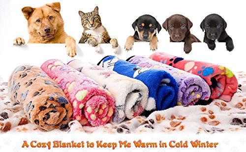 Innext 2 Pack Puppy Blanket For Pet Cushion Small Dog Cat Bed Soft Warm Sleep Mat, Pet Dog Cat Puppy Kitten Soft Blanket Doggy Warm Bed Mat Paw Print #TOP3
