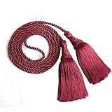 2 Pack Weighted Pew Ropes with Tassels, Extended Tassel Rope for Church and Wedding Decor (Wine red, 7.8feet-2pack)