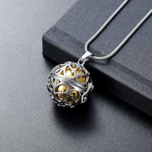 Urne funéraire pour cendres d'animaux, collier pendentif boule or - 3