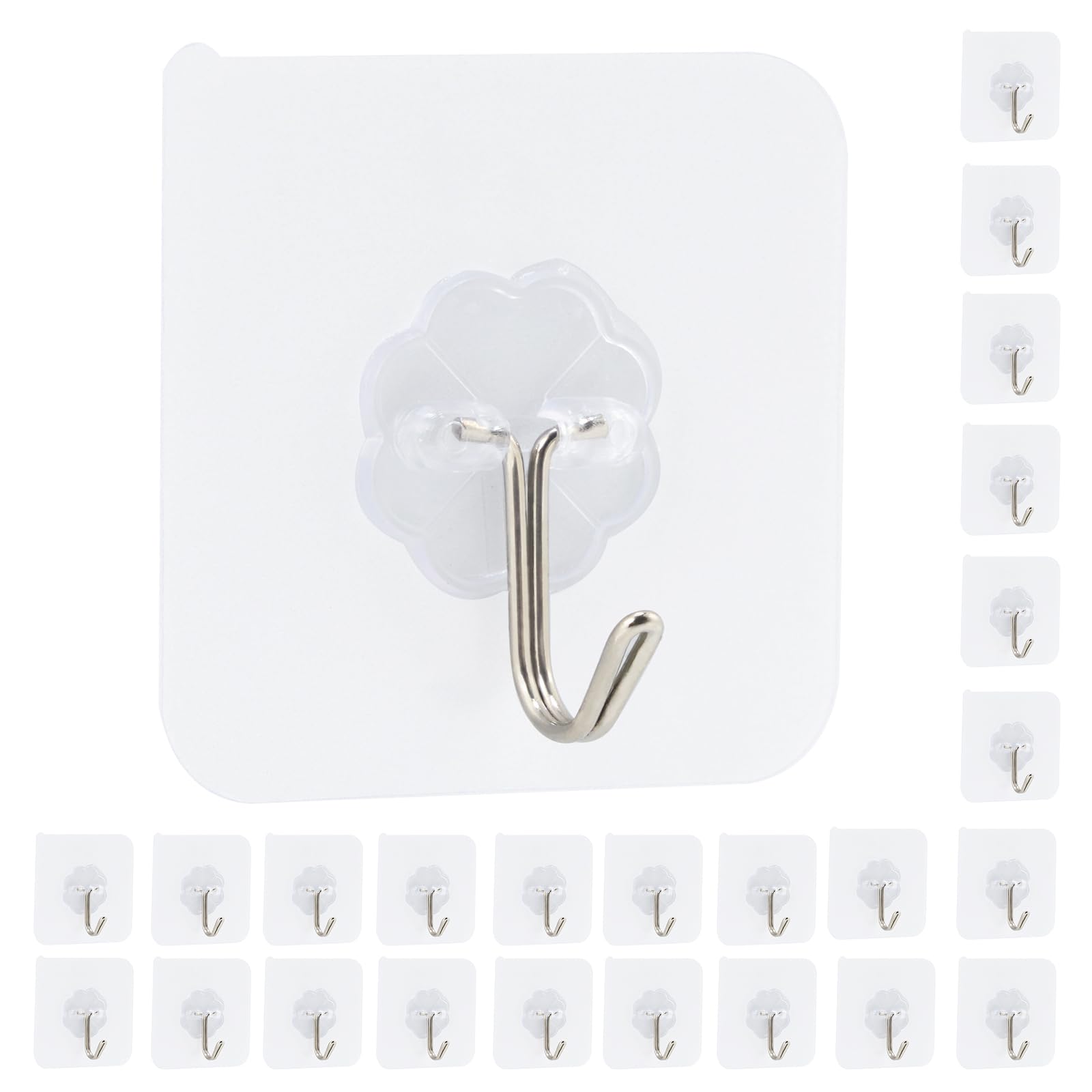 Elalove Ganchos Adhesivos para Pared 24 Unidades, Colgadores Adhesivos Resistentes de 10kg, Ganchos Adhesivos Transparentes sin Clavos, Cuelga Cuadros sin Clavos para Baño, Cocina, Multiusos - 2