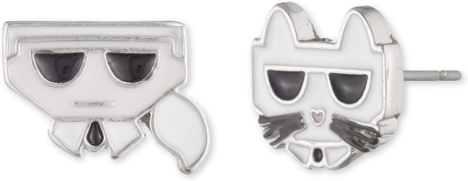 Karl Lagerfeld Paris Earrings Trio, Two-Tone/Jet, Set of 3 Pair