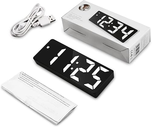 Miniatura 8 de KeeKit Reloj despertador digital, reloj despertador LED con pantalla grande, reloj de escritorio LED con puerto USB para carga, función de