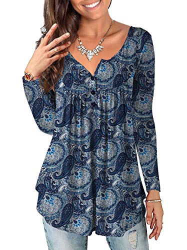 a.Jesdani 3X Womens Plus Size Tops Long Sleeve Shirts for Women Multi Blue