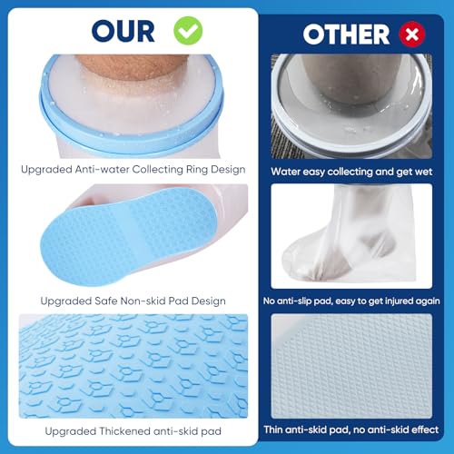 Upgraded Extra-Wide Design Full Leg Cast Cover for Showering Adult, with Non-Slip Bottom, Accommodates Large Casts,Knee immobilizers, Walking Boots,or Bulky Bandages,Reusable