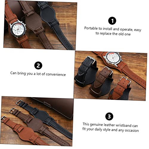 1pc Vintage Tray Watch Wristband Classic Leather Watch Band Replacement Band3