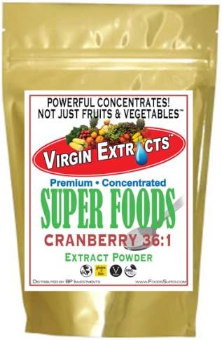 Virgin Extracts (TM) Extracto de polvo de arándano orgánico puro de alta calidad 36:1 concentrado (36 x más fuerte para personas y mascotas) 8 onzas