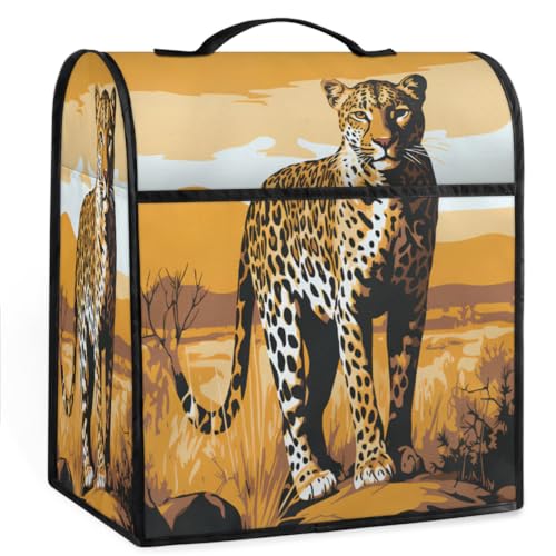 Coffee Maker Cover Africa Leopard Pattern Kitchen Appliance Covers Small Appliance Covers Blender Cover Juicer Cover Dust Covers for Kitchen Appliances with Top Handle and Pockets,Washable,C646