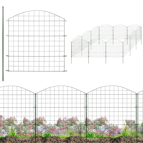 V2Aox Recinzione da Giardino a innesto per laghetto 12 Elementi di Recinzione per Cani in Metallo 78 cm Recinzione a Rete Verde