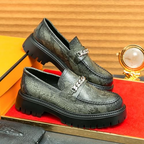 Men's Platform Loafers Fashion Leather Slip-On Business Formal Shoes Anti-Slip Thick Sole Wedding Party Nightclub Uniform Formal Wear Oxford Derby Shoes3
