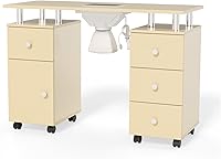 Vista 12 de OmySalon Mesa de manicura escritorio de uñas para tecnología de uñas, mesa de uñas, estación de salón de belleza con colector de polvo eléctrico