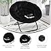 Flash Furniture Gwen Oversize Folding Saucer Chair - Black Faux Fur Moon Chair - Black Metal Frame - 38