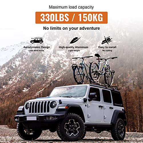 Heavy Duty 330lb Roof Rack Cross Bars Compatible with Jeep Wrangler JK JL Gladiator JT 2007-2025, 2 & 4 Door Aluminum Crossbars Rooftop Cargo Bag Kayak Bike Carrier