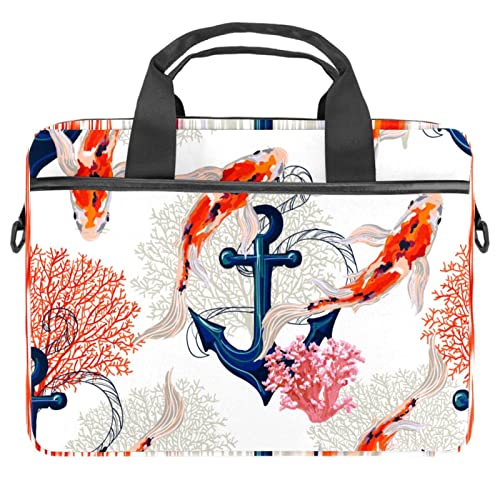 Sacoche PC portable 13 pouces pour le bureau - Sac bandoulière violet motif loups et carpes