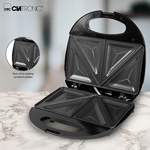 Clatronic WA 3492 Waffeleisen, 1000 Watt, Edelstahleinlage, Große Backflächen Ø 18 cm & ST 3477 Sandwichtoaster, 3… – Bild 8