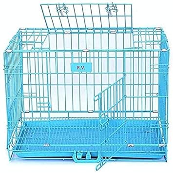 Woofy Dog Cage - Powder Coated, Double Door Folding Metal Cage/Crate/Kennel with Removable Tray and Paw Protector for Dogs, Puppies, Cats and Rabbits - Red (36 Inch)