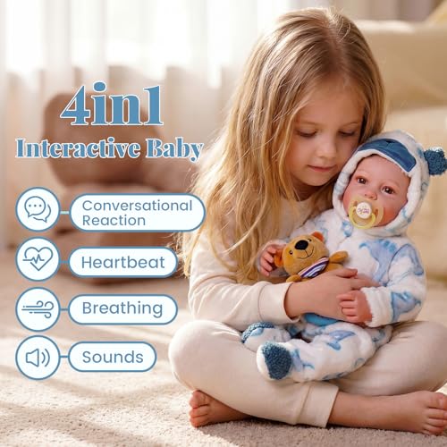 Muñeca Bebé Reborn Interactiva 20 pulgadas miniatura 3