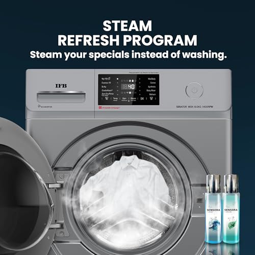Image of IFB 8 Kg 5 Star, DeepClean Technology, AI Powered, WiFi, Fully Automatic Front Load Washing Machine (SENATOR MSN 8014 CMS, PowerSteam, Steam Refresh, Inbuilt Heater, Eco Inverter, Metallic Silver)