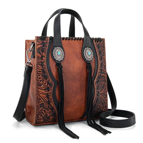 Image of Trinity Ranch Crossbody Bags for Women Mini Handbag Floral Tooled Concho Collection