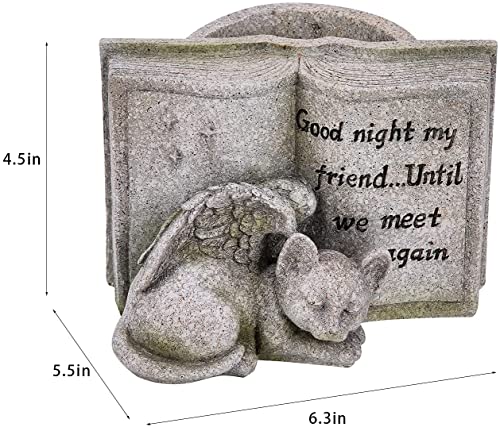 Cat Angel Memorial Stones, Sleeping Cat Grave Stone Markers Forever In Our Hearts. Cat Angel Figurine Outdoor Best For Deceased Pet Cat Polyresin, Stone Finish #TOP2