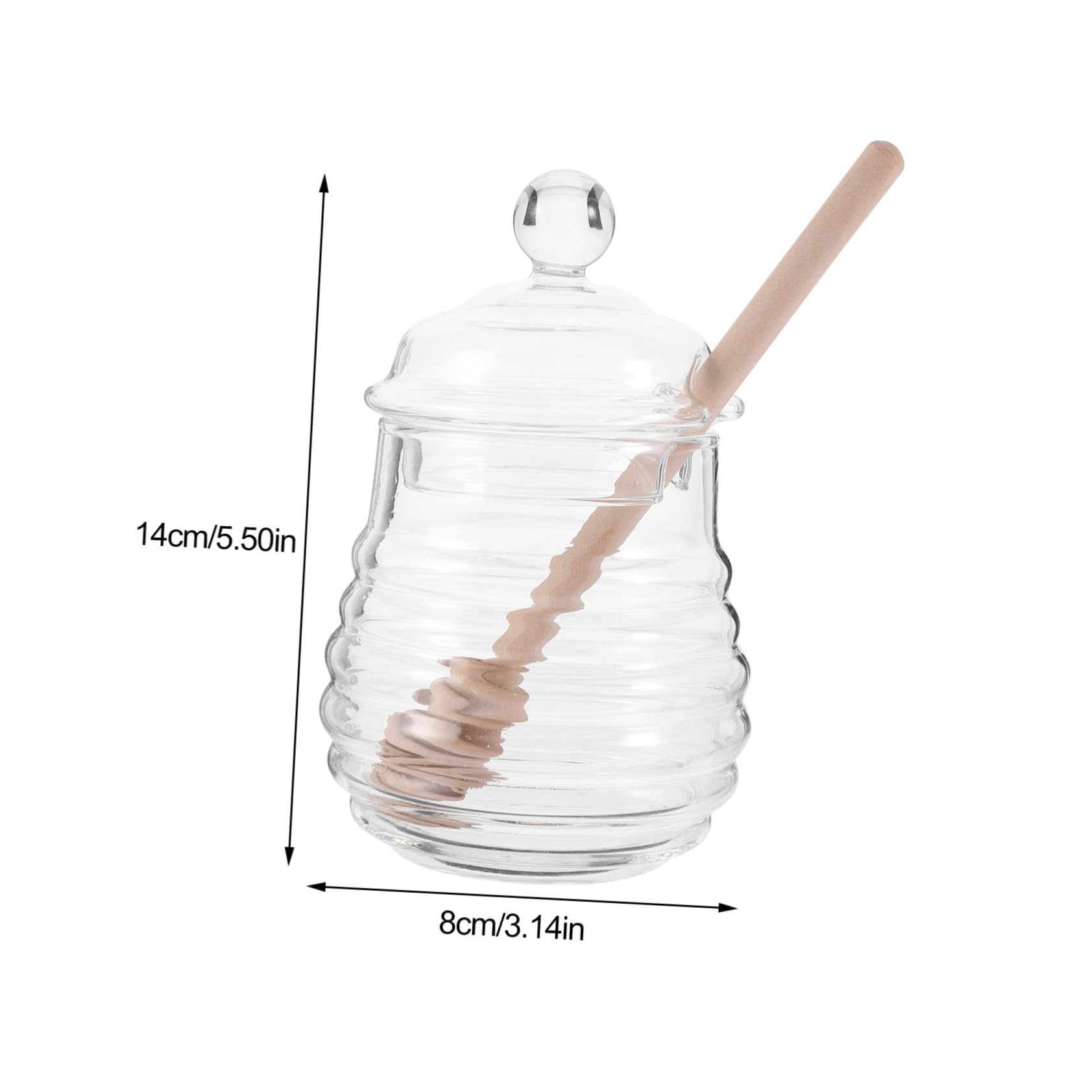 MUCKLILY 1 Set Transparent Glass with Lidded Design Dipper Versatile Honey Jam Sugar Storage Bottle for Kitchen Home Decor